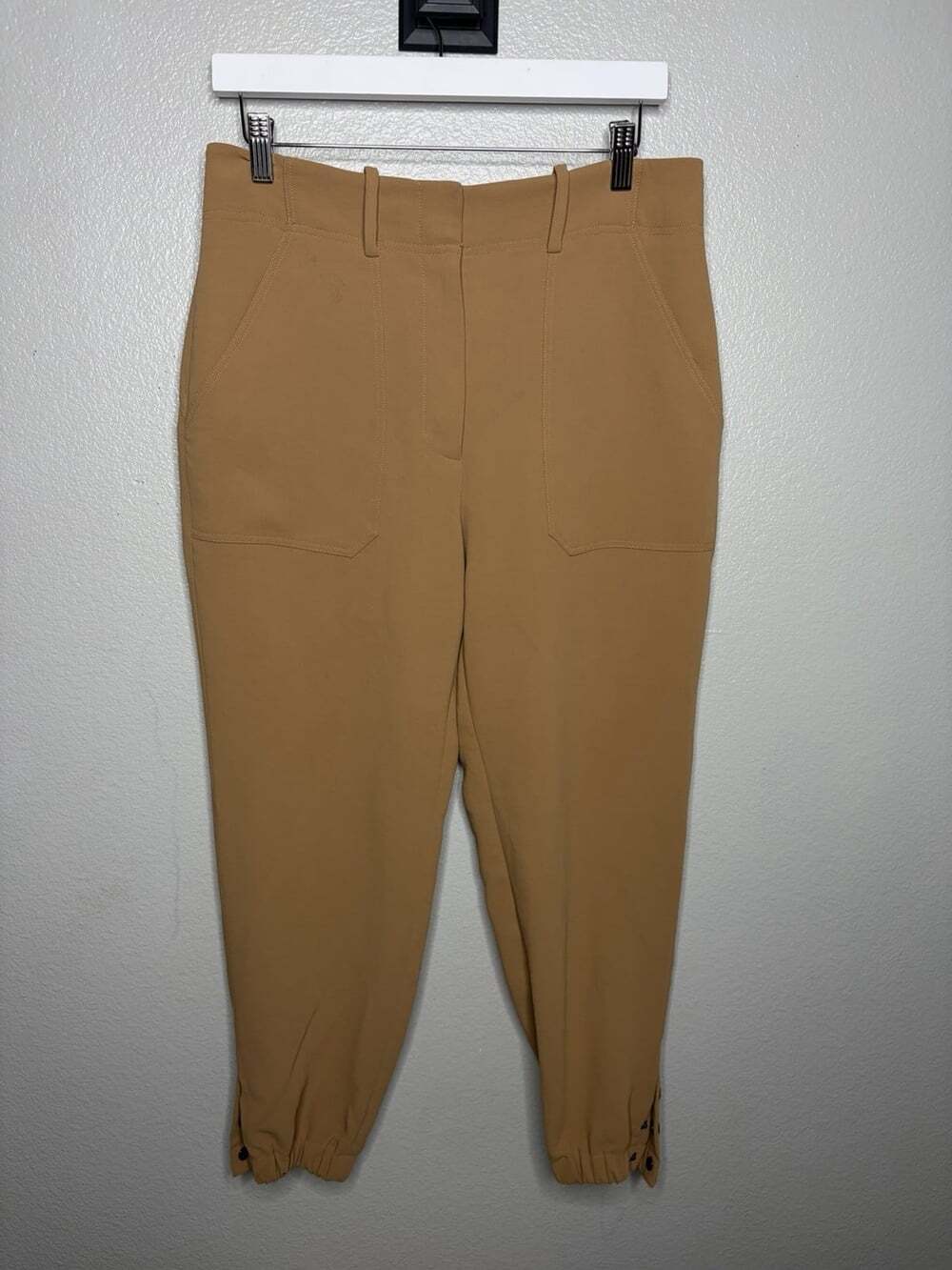 Veronica Beard Sz 8 Cropped Manisha Utility Khaki Pants Ankle Buttons High Waist